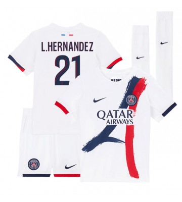 Paris Saint-Germain Lucas Hernandez #21 Segunda Equipación Niños 2024-25 Manga Corta (+ Pantalones cortos)